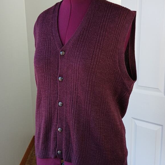 Claybrooke Menswear Burgundy Sweater Vest size Large ? missing tag indie grandpa - Picture 1 of 13